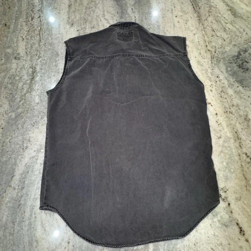 VTG 1996 Levi's Red Tab Black Denim Shirt Vest Mens Sz M Oversized Grunge Biker